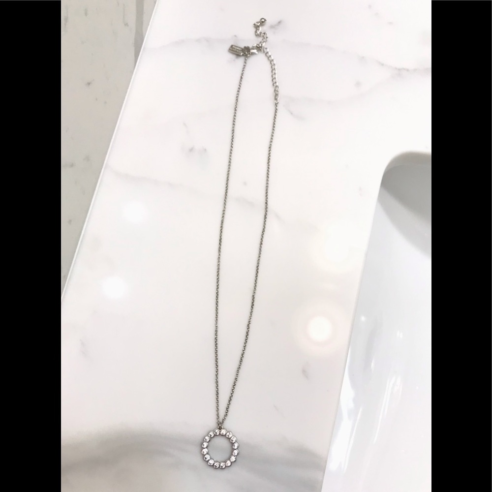 🆕🔥♠️KATE SPADE GORGEOUS FULL CIRCLE STERLING SILVER&CLEAR STUDS NECKLACE👀PICS - Picture 11 of 17